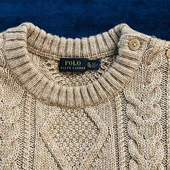 🌹Polo by Ralph Lauren Cableknit Midi-Length Sweater Dress, Size XL, Oatmeal - Picture 4 of 5